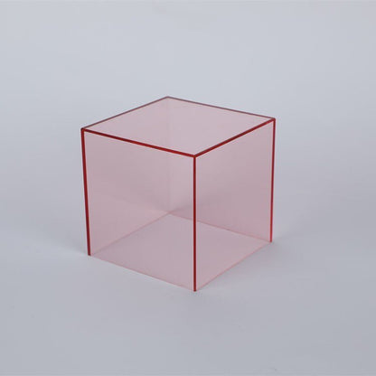 Boîte de rangement en acrylique rose clair avec parois transparentes