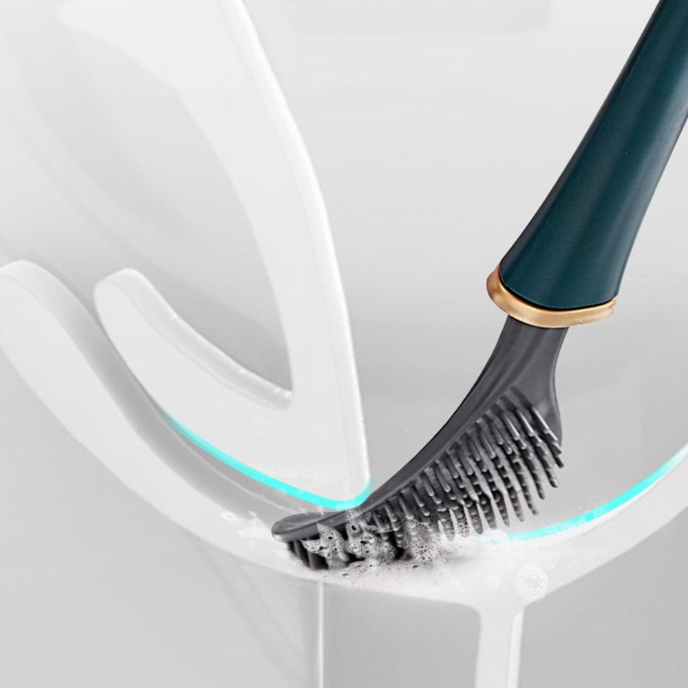 Brosse WC en silicone coloris blanc avec son support