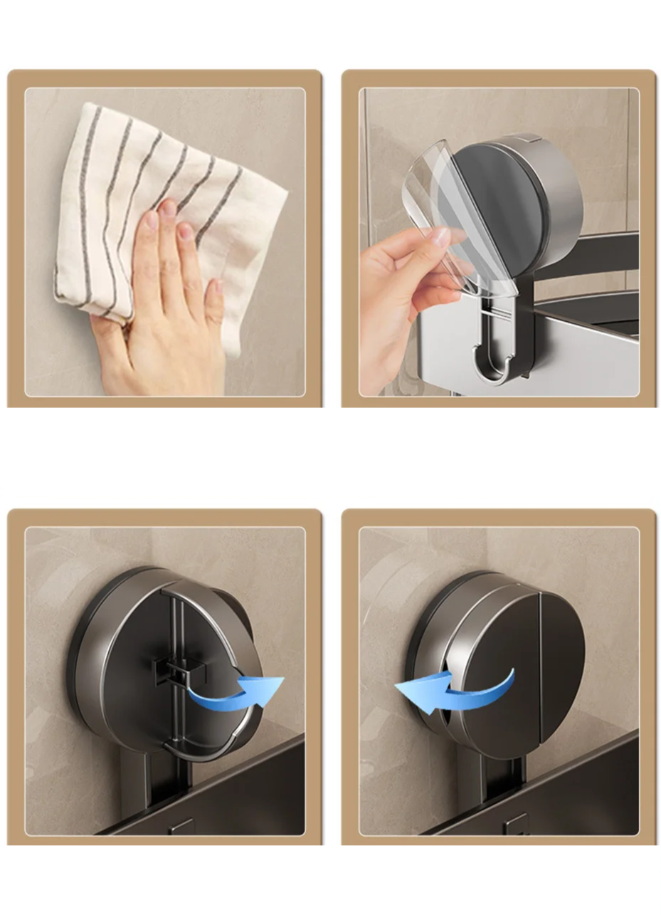 Étagère de douche en aluminium vue de côté