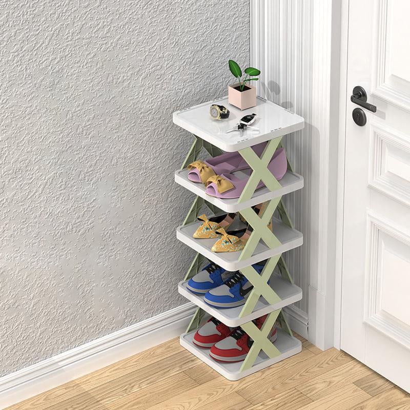 Étagère à chaussures verticale verte à 5 niveaux