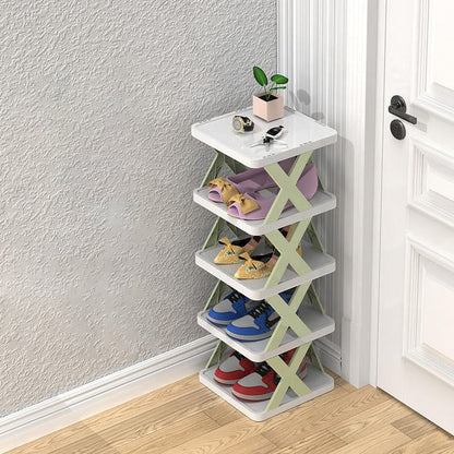 Étagère à chaussures verticale verte à 5 niveaux