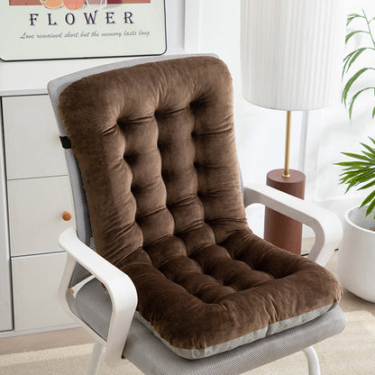 Coussin de chaise avec dossier café posé sur une chaise de bureau