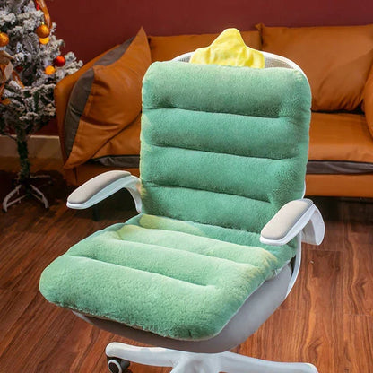 Coussin de chaise avec dossier vert posé sur une chaise de bureau