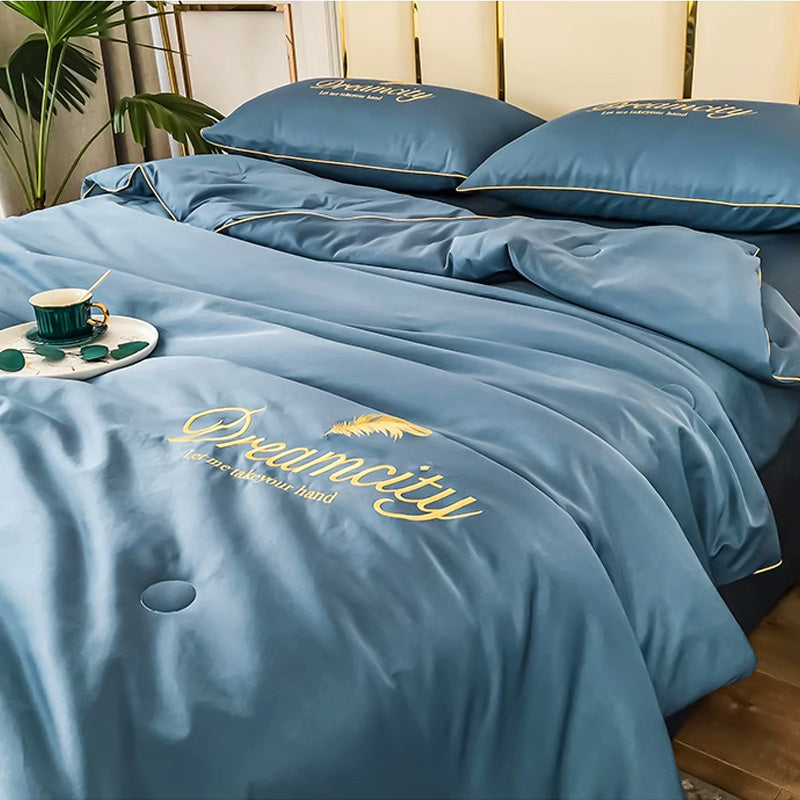 Parure de lit d'été rafraîchissante avec couette drap et deux taies d'oreiller