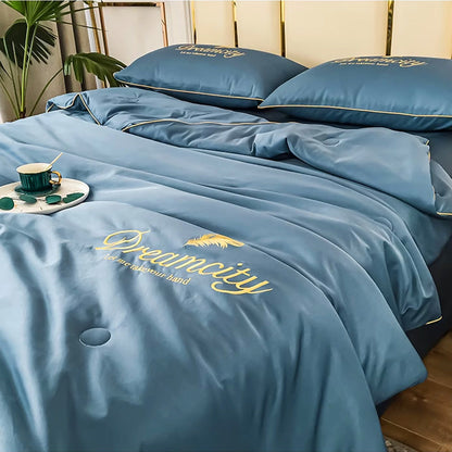 Parure de lit d'été rafraîchissante avec couette drap et deux taies d'oreiller