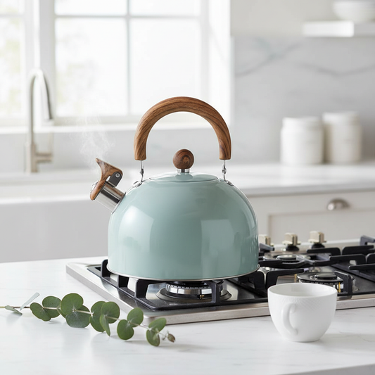Bouilloire sifflante AquaChant dans une cuisine scandinave