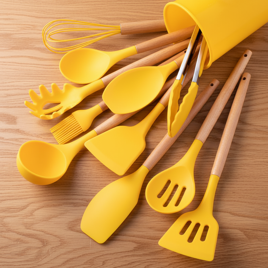 Set d'ustensiles en silicone L'Atelier, coloris jaune citron