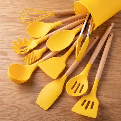 Set d'ustensiles en silicone L'Atelier, coloris jaune citron