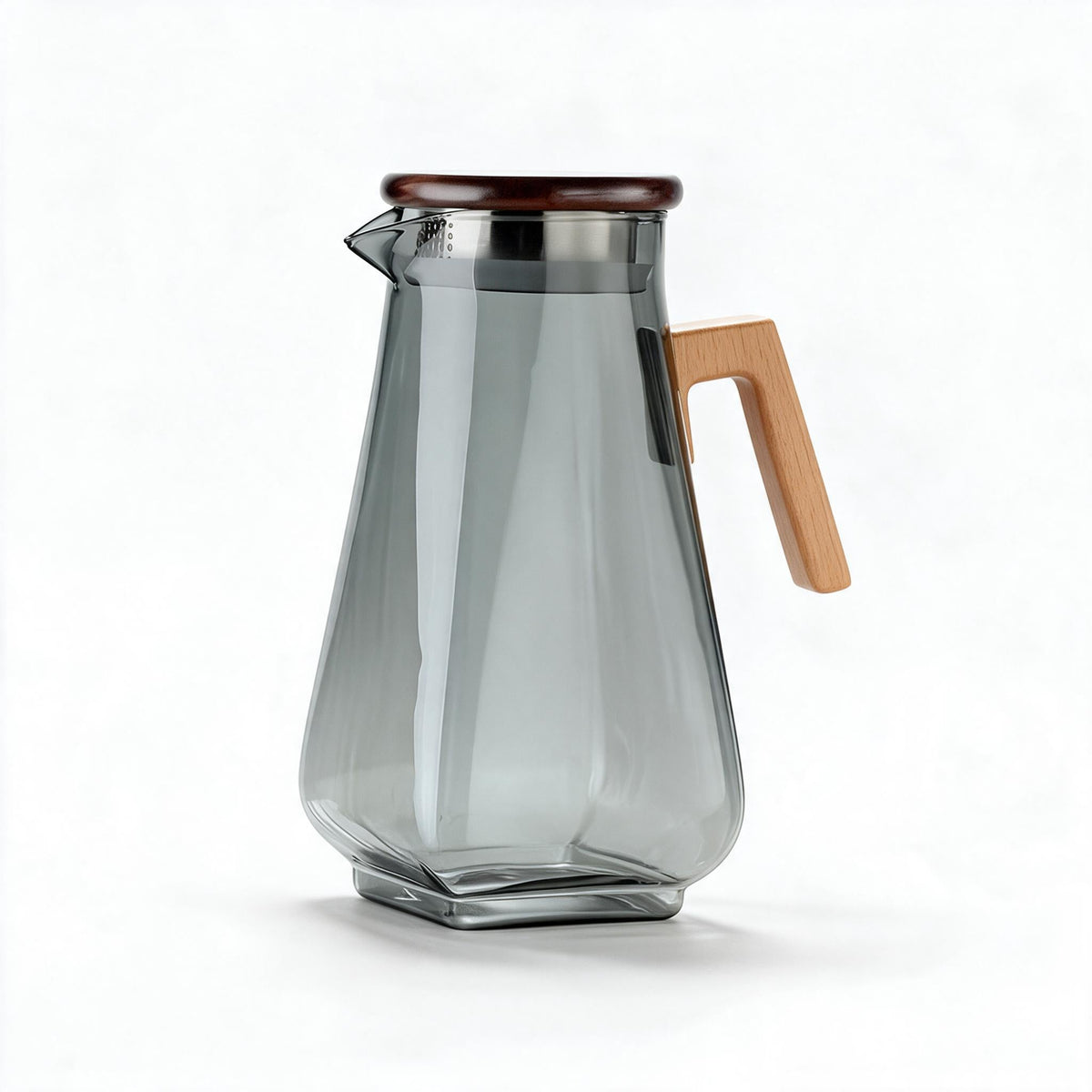 Couvercle en bois et filtre en acier inoxydable de la carafe en verre