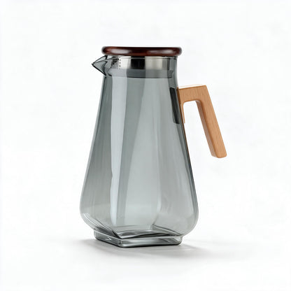 Couvercle en bois et filtre en acier inoxydable de la carafe en verre