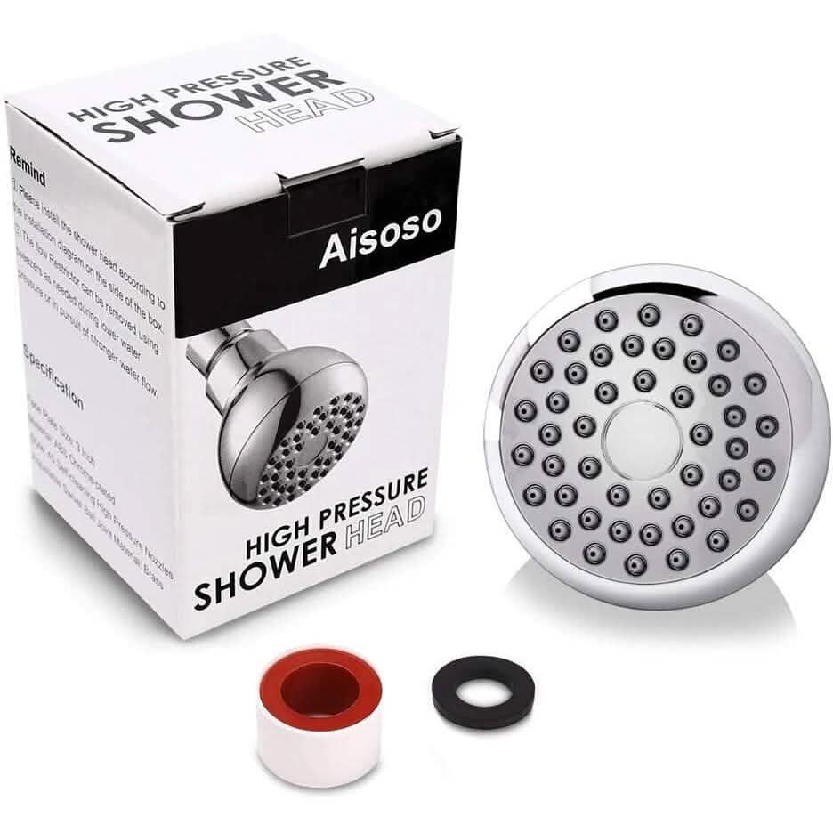 Pommeau de douche haute pression chromé vu de profil