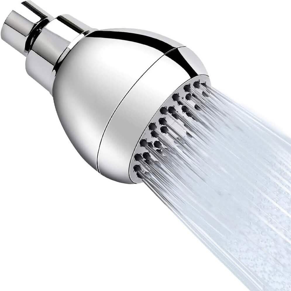 Pommeau de douche haute pression chromé avec rotule en laiton orientable