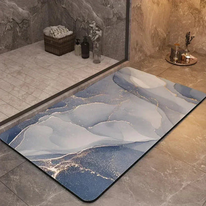 Eau absorbée par la face supérieure du tapis de bain en quelques secondes