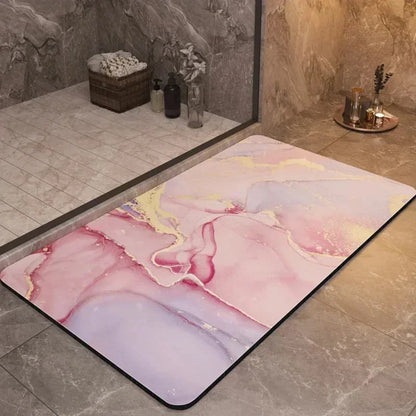 Les deux dimensions du tapis de bain présentées l'une à côté de l'autre