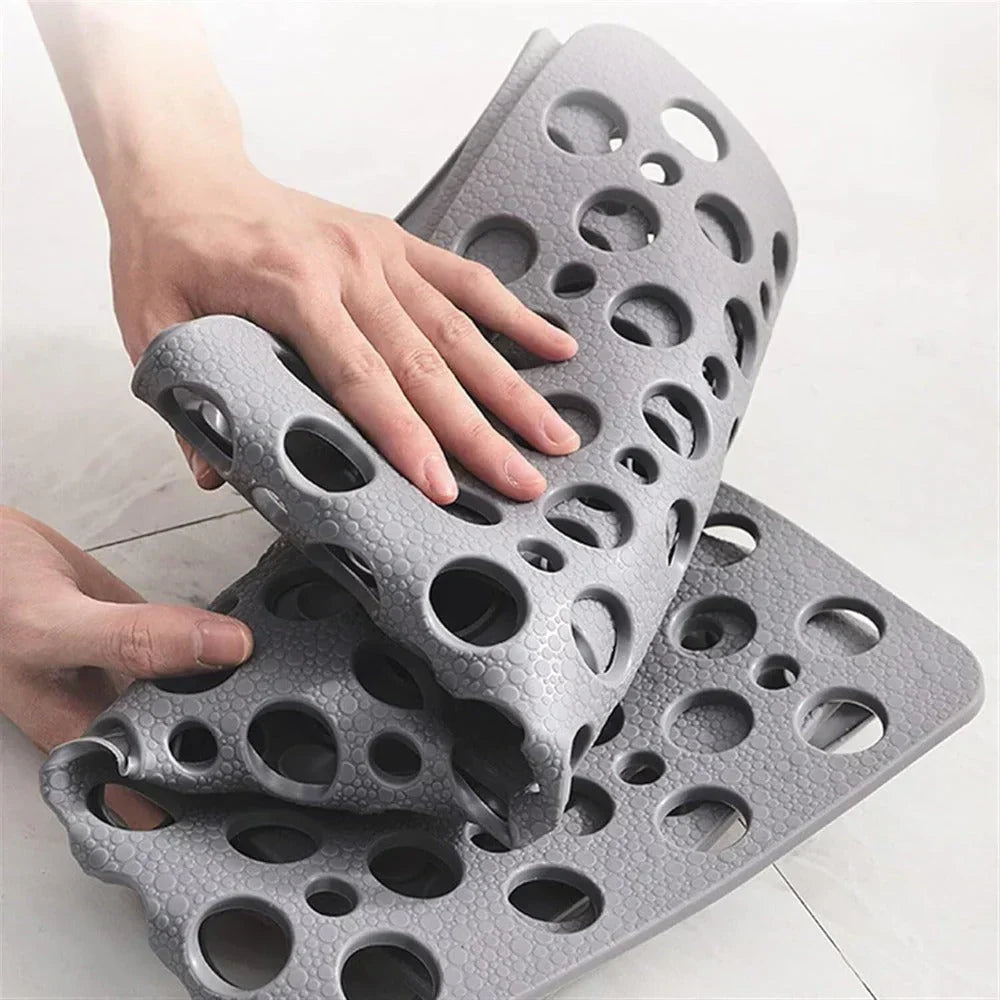 Tapis de douche antidérapant avec ventouses et trous d'évacuation ronds