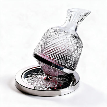 Carafe en verre cristal de 1,5 L sur socle rotatif doré