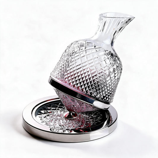 Carafe en verre cristal de 1,5 L sur socle rotatif doré