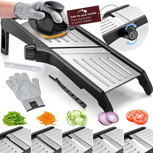 Mandoline de cuisine avec lame en acier inoxydable et gants anti-coupure fournis