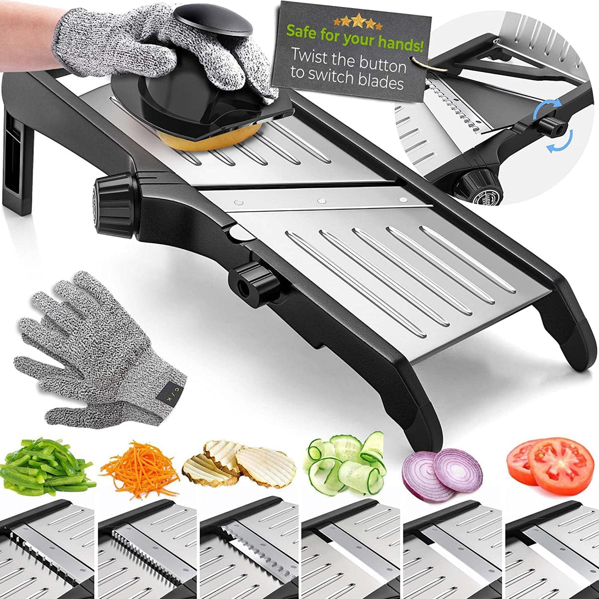 Gants anti-coupure et pièces démontables de la mandoline de cuisine