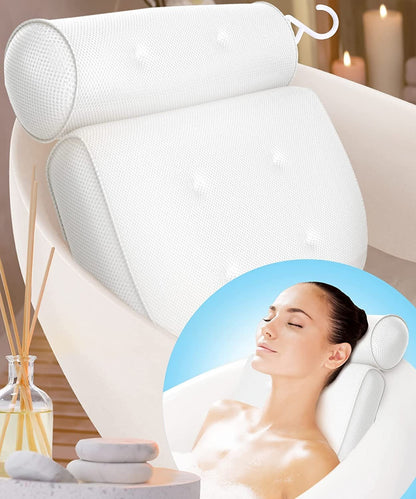 Coussin de baignoire en maille 3D respirante, coloris blanc