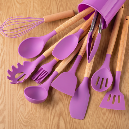 Set d'ustensiles en silicone L'Atelier, coloris violet