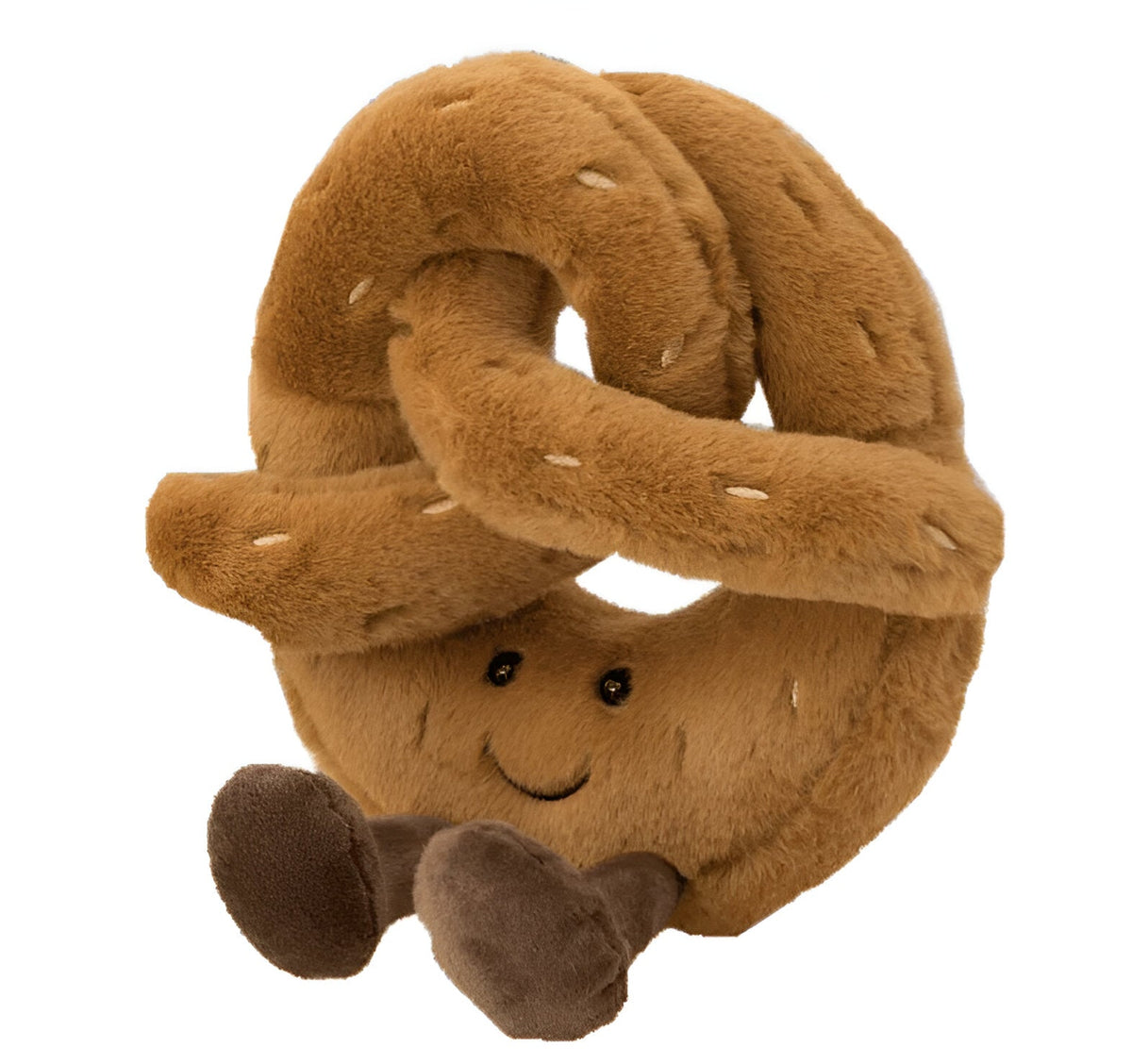 Coussin en peluche en forme de pain, vu de face