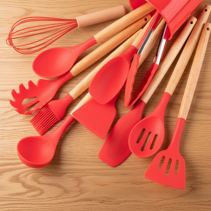 Set d'ustensiles en silicone L'Atelier, coloris rouge
