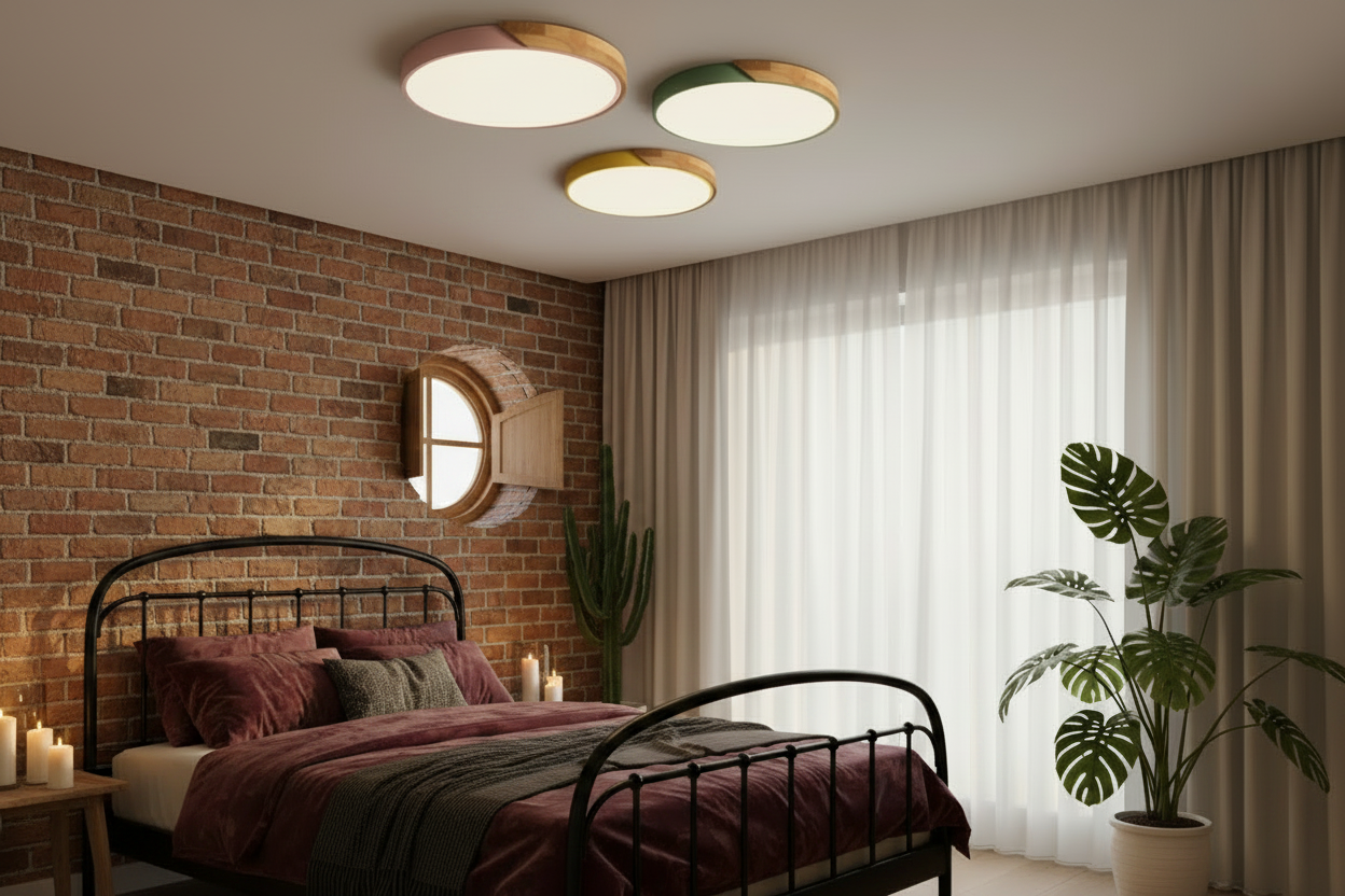 Plafonnier Nordik dans une pièce rustique