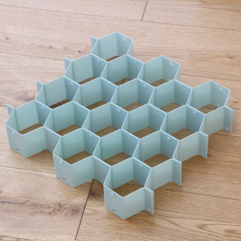 Séparateur de tiroir alvéolé bleu, casiers hexagonaux assemblés