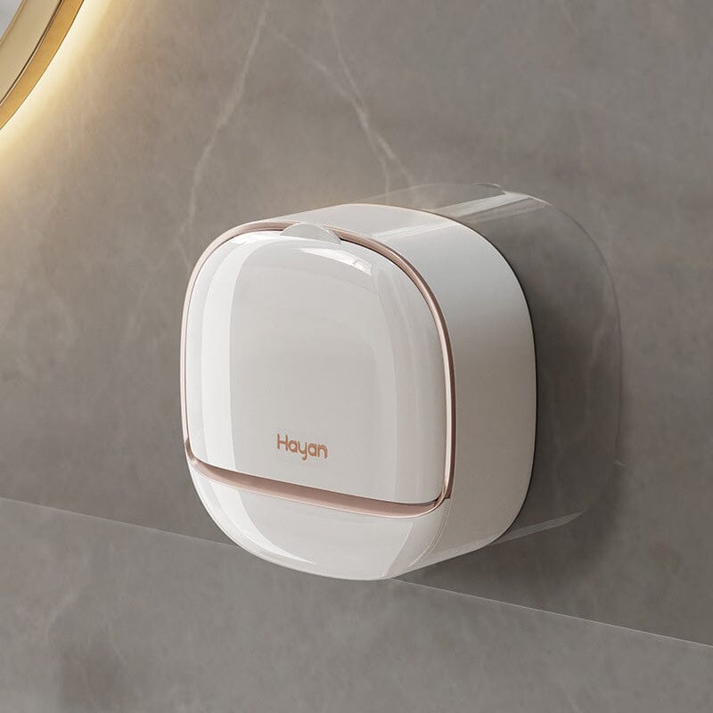 Porte-savon mural blanc sur une paroi de douche