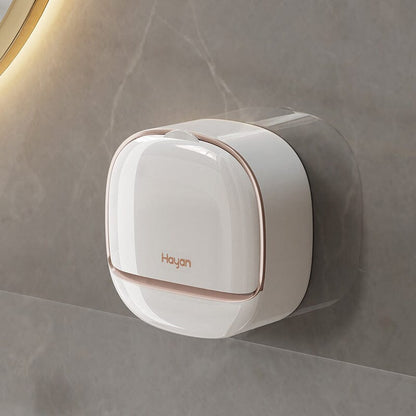 Porte-savon mural blanc sur une paroi de douche