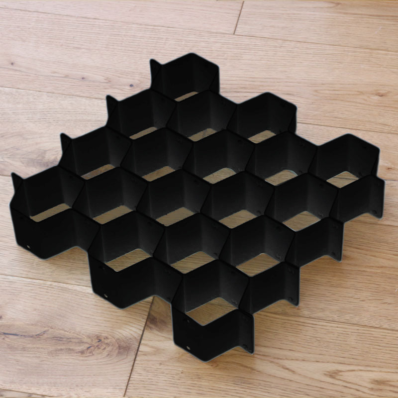 Séparateur de tiroir alvéolé noir, casiers hexagonaux assemblés