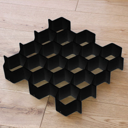 Séparateur de tiroir alvéolé noir, casiers hexagonaux assemblés