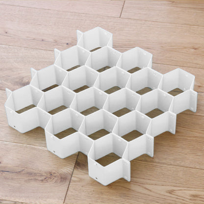Séparateur de tiroir alvéolé blanc, casiers hexagonaux assemblés