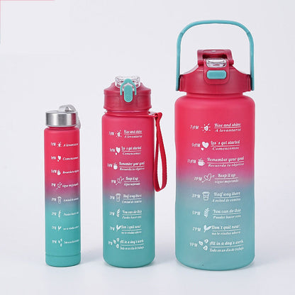 Gourde motivante graduée, coloris dégradé rouge et bleu