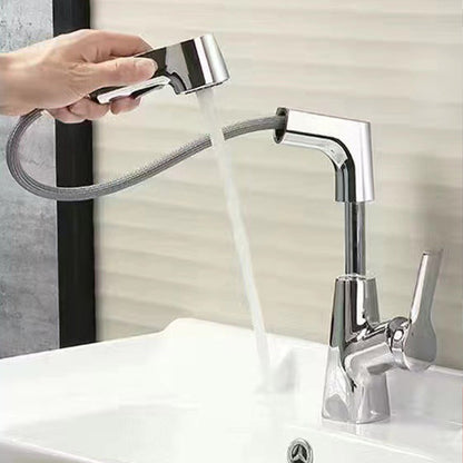 Robinet de lavabo monotrou installé sur un plan de toilette