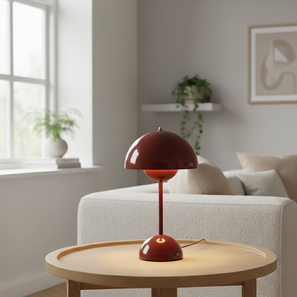 Lampe à poser LED tactile brun-rouge