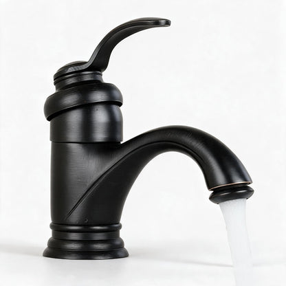 Robinet de lavabo à levier unique, finition laiton ancien