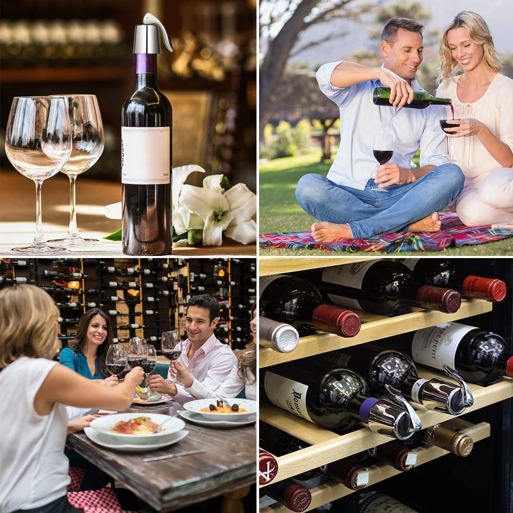 Bouchon à vin réutilisable en acier inoxydable et silicone