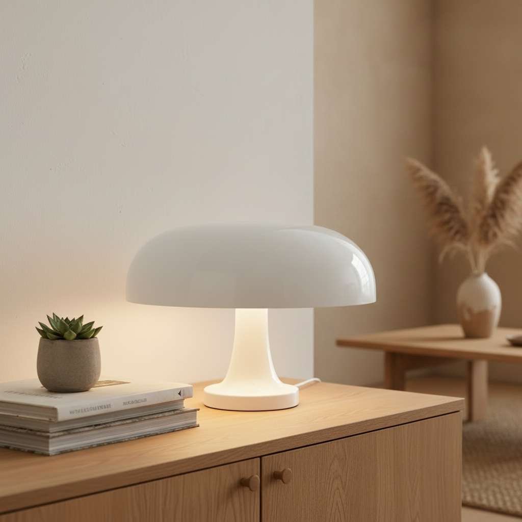 Lampe Sienna blanche dans un intérieur wabi-sabi